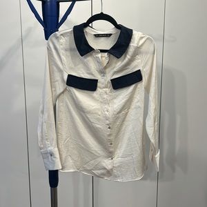 Zara basic white button down blouse